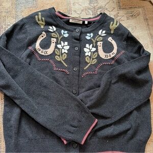 Scotch & Soda Black Cardigan with Embroidered Horseshoes